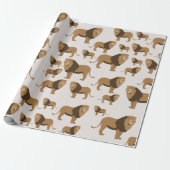 Oerwoud Lion Animal Patroon Cadeaupapier (Uitgerold)