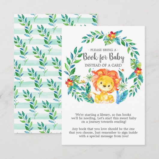 Oerwoud Lion Baby shower Boek voor Baby Kaart (Voorkant / Achterkant)