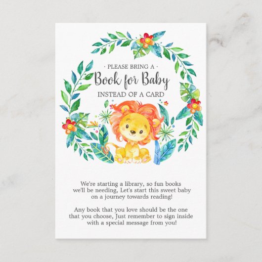 Oerwoud Lion Baby shower Boek voor Baby Kaart (Voorkant)