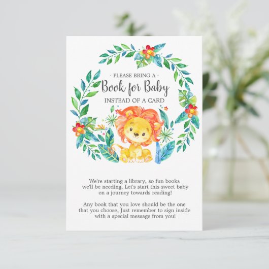 Oerwoud Lion Baby shower Boek voor Baby Kaart (Staand voorkant)