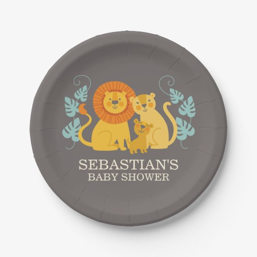 Oerwoud Lion Baby shower bord (Voorkant)