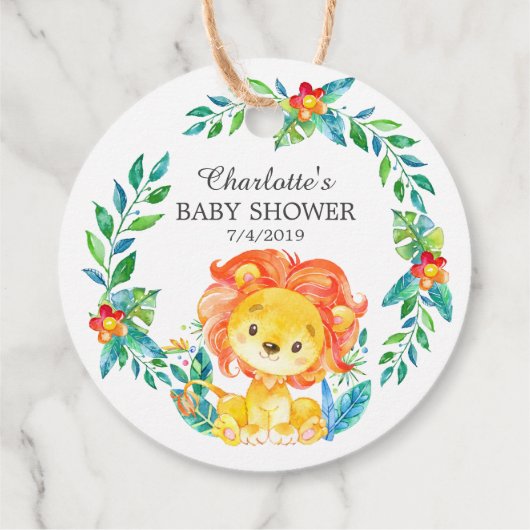 Oerwoud Lion Baby shower Favor Gift Label (Achterkant)