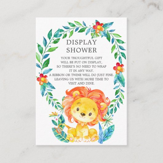 Oerwoud Lion Baby shower Gift Display Douche Informatiekaartje (Voorkant)
