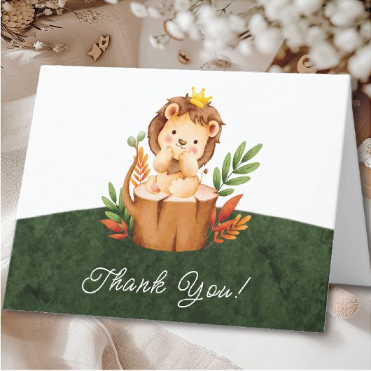 Oerwoud Lion Baby shower Hartelijk dank Bedankkaart