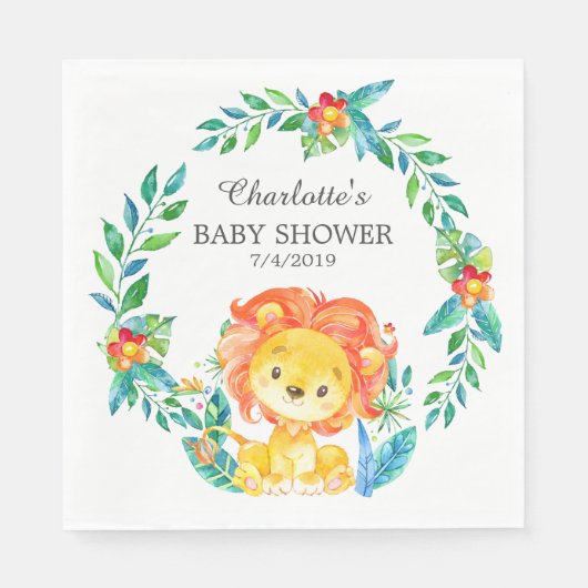 Oerwoud Lion Baby shower Paper Napkins Servet (Voorkant)