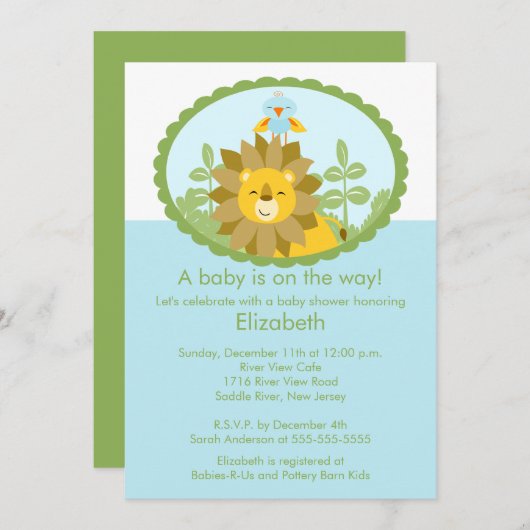 Oerwoud Lion Baby shower Uitnodiging (Voorkant / Achterkant)