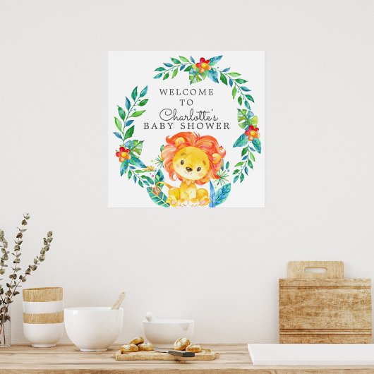 Oerwoud Lion Baby shower Welkom Poster (Keuken)