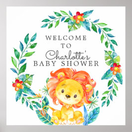 Oerwoud Lion Baby shower Welkom Poster