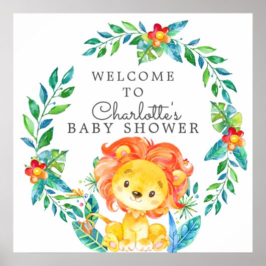 Oerwoud Lion Baby shower Welkom Poster (Voorkant)