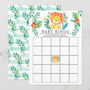 Oerwoud Lion BINGO Baby shower Game Kaart