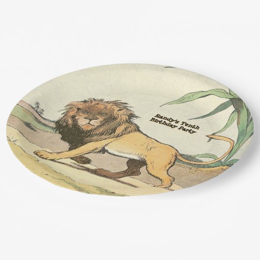Oerwoud Lion Birthday Party Papieren Bordje (Gekanteld)