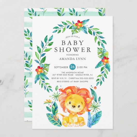 Oerwoud Lion Boy Baby shower Kaart (Voorkant / Achterkant)