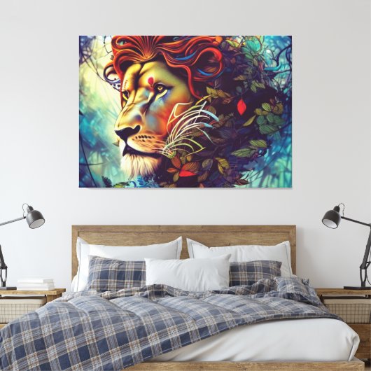 Oerwoud Lion Canvas afdrukken (Insitu (Slaapkamer))