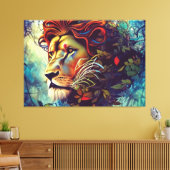 Oerwoud Lion Canvas afdrukken (Insitu (Woonkamer))