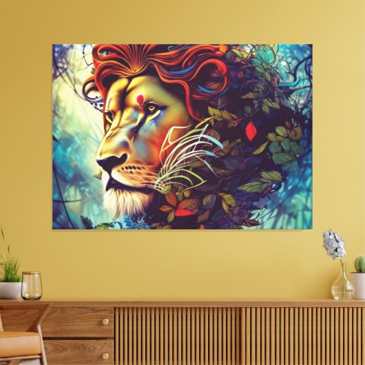 Oerwoud Lion Canvas afdrukken (Insitu (Woonkamer))