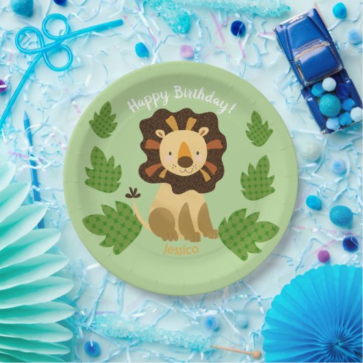 Oerwoud Lion Eigen naam Birthday Party Papieren Bordje (Feest)