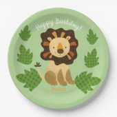 Oerwoud Lion Eigen naam Birthday Party Papieren Bordje (Voorkant)