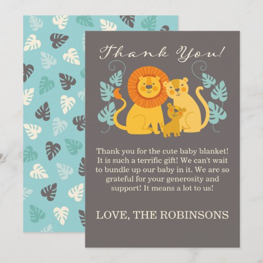 Oerwoud Lion Hartelijk dank Bedankkaart (Voorkant / Achterkant)