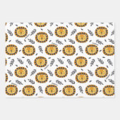 Oerwoud Lion Pattern met Kinder naam Birthday Inpakpapier Vel (Voorkant 3)