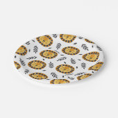 Oerwoud Lion Pattern met Kinder naam Birthday Papieren Bordje (Gekanteld)