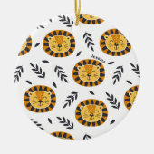 Oerwoud Lion Pattern met Kinder naam Kerstmis Keramisch Ornament (Voorkant)