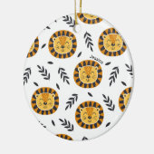 Oerwoud Lion Pattern met Kinder naam Kerstmis Keramisch Ornament (Links)
