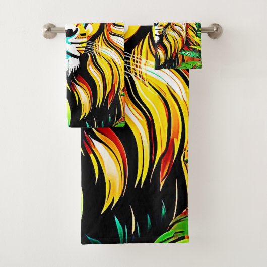 Oerwoud Lion Pop Art Design Bad Handdoek (Insitu)