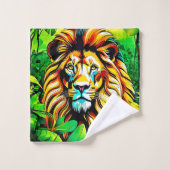 Oerwoud Lion Pop Art Design Bad Handdoek (Wasdoekje)