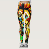 Oerwoud Lion Pop Art Design Leggings (Voorkant)