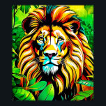 Oerwoud Lion Pop Art Design Poster<br><div class="desc">Een bruisende leeuw in een oerwouden setting,  vastgelegd in een kleurrijke pop art stijl. Ontdek deze abstracte dierenkunst,  ideaal voor kunstliefhebbers! (Dit ontwerp is gemaakt met AI). Bestel vandaag nog en omarm de vreugde van winkelen!</div>