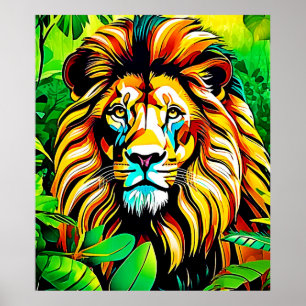 Oerwoud Lion Pop Art Design Poster