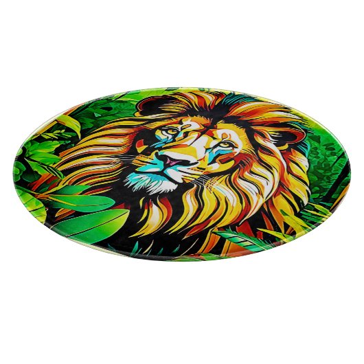 Oerwoud Lion Pop Art Design Snijplank (Hoek)
