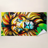 Oerwoud Lion Pop Art Design Strandlaken (Voorkant)