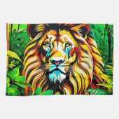Oerwoud Lion Pop Art Design Theedoek (Horizontaal)