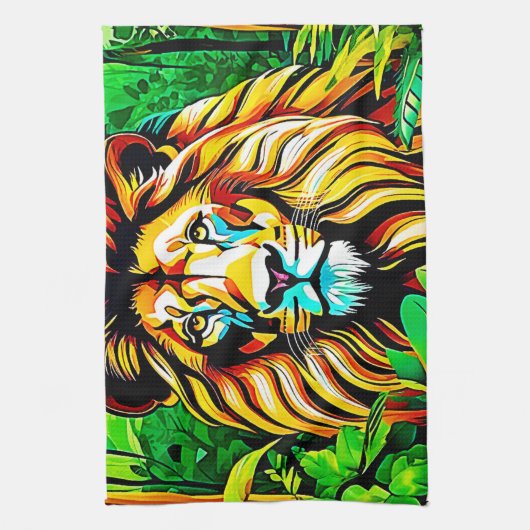 Oerwoud Lion Pop Art Design Theedoek (Verticaal)