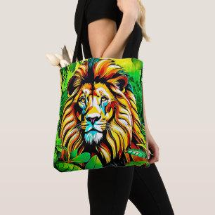 Oerwoud Lion Pop Art Design Tote Bag