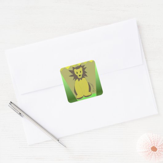Oerwoud Lion Vierkante Sticker (Envelop)