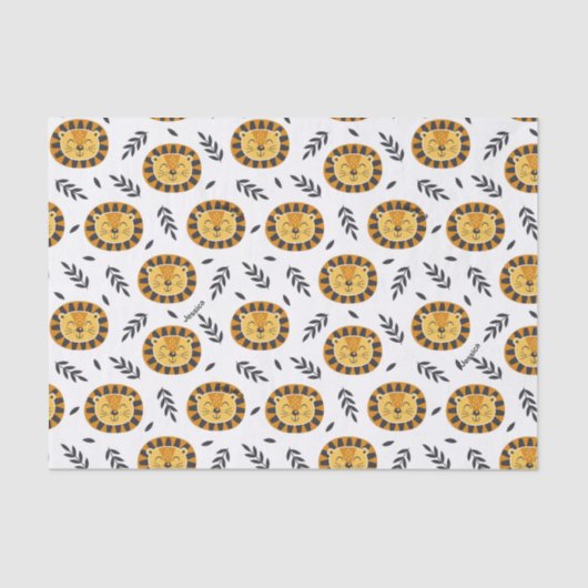 Oerwoud-lionpatroon met Kinder naam Tissuepapier (Voorkant)