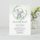 Oerwoud Little Peanut Greenery Elephant Baby showe Kaart (Staand voorkant)