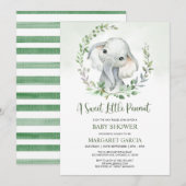 Oerwoud Little Peanut Greenery Elephant Baby showe Kaart (Voorkant / Achterkant)