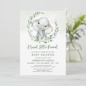 Oerwoud Little Peanut Greenery Elephant Baby showe Kaart (Staand voorkant)