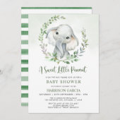 Oerwoud Little Peanut Greenery Elephant Baby showe Kaart (Voorkant / Achterkant)