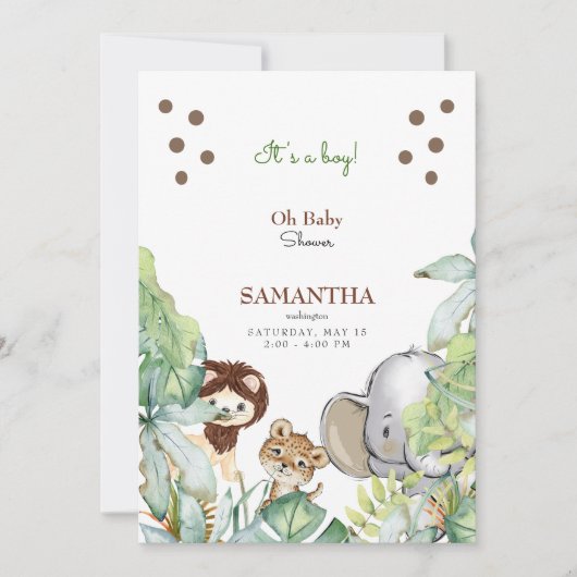 Oerwoud Love Het is een Boy Baby shower Invitation Kaart (Voorkant)