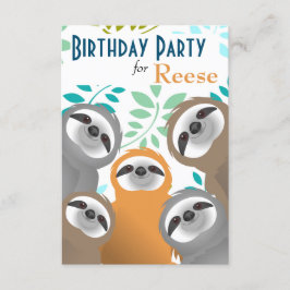 Oerwoud luiaards verjaardagsfeestuitnodiging kaart