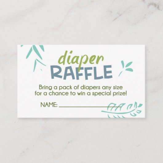 Oerwoud Luier Raffle Ticket Informatiekaartje (Voorkant)