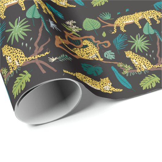 Oerwoud Luipaarden:  Wildlife Illustraties Cadeaupapier (Rol Hoek)