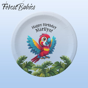 Oerwoud Macaw Safari Parrot Bird uit het tropische Papieren Bordje