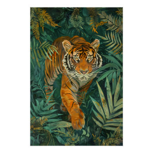 Oerwoud Majesteit: Tijger in het Tropisch Paradijs Perfect Poster