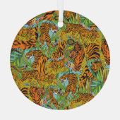Oerwoud Majesteit: Tijgers te midden van groen Glas Ornament (Achterkant)