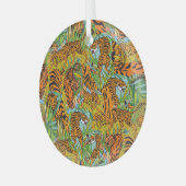 Oerwoud Majesteit: Tijgers te midden van groen Glas Ornament (Voorkant links)